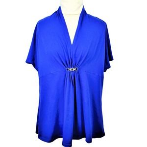 Royal Blue Cap Sleeve Blouse Women's 1X #1783